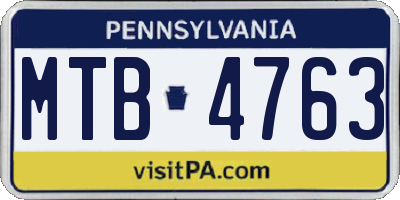 PA license plate MTB4763