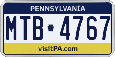PA license plate MTB4767