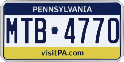 PA license plate MTB4770