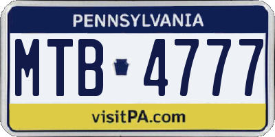 PA license plate MTB4777