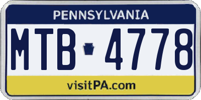 PA license plate MTB4778