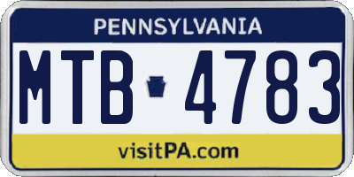 PA license plate MTB4783