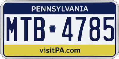 PA license plate MTB4785