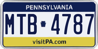 PA license plate MTB4787