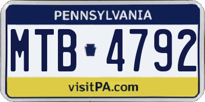PA license plate MTB4792