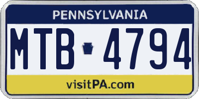 PA license plate MTB4794