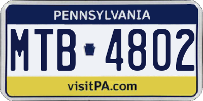 PA license plate MTB4802