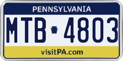 PA license plate MTB4803