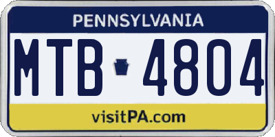 PA license plate MTB4804