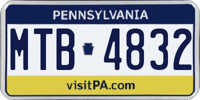 PA license plate MTB4832
