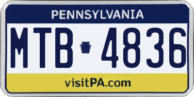 PA license plate MTB4836