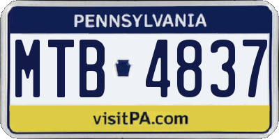 PA license plate MTB4837