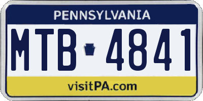 PA license plate MTB4841