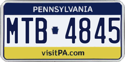PA license plate MTB4845