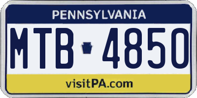 PA license plate MTB4850