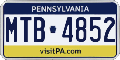PA license plate MTB4852