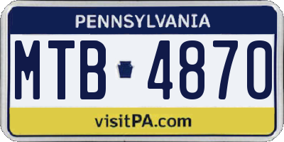 PA license plate MTB4870