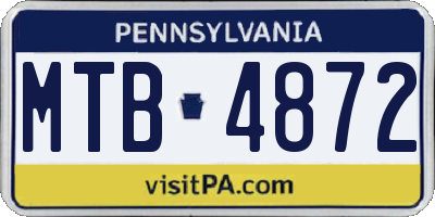 PA license plate MTB4872