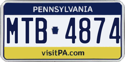 PA license plate MTB4874