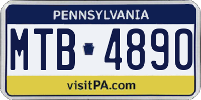 PA license plate MTB4890