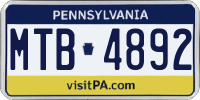 PA license plate MTB4892