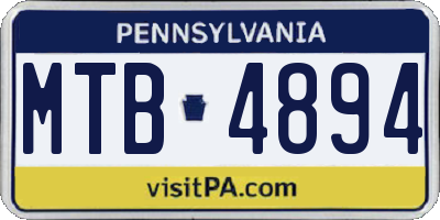 PA license plate MTB4894