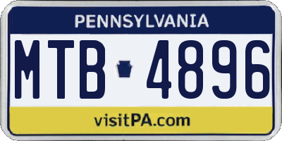 PA license plate MTB4896