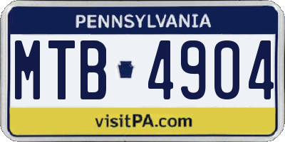 PA license plate MTB4904