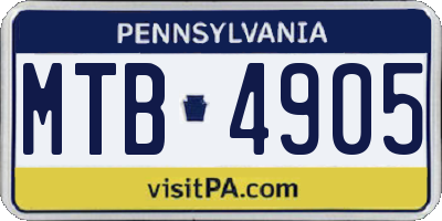 PA license plate MTB4905