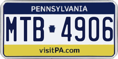 PA license plate MTB4906