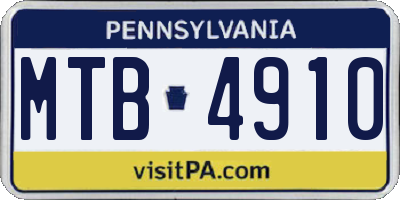 PA license plate MTB4910