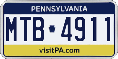 PA license plate MTB4911