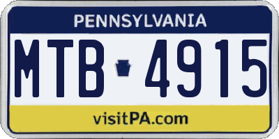 PA license plate MTB4915