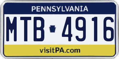 PA license plate MTB4916