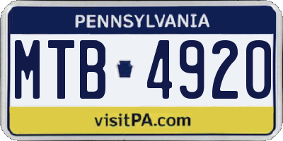 PA license plate MTB4920