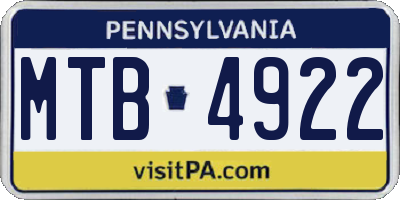 PA license plate MTB4922
