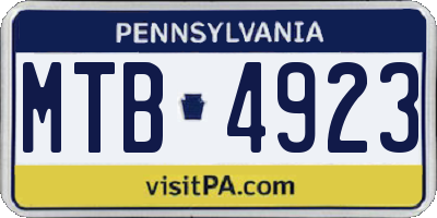 PA license plate MTB4923
