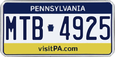 PA license plate MTB4925