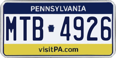 PA license plate MTB4926