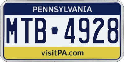 PA license plate MTB4928