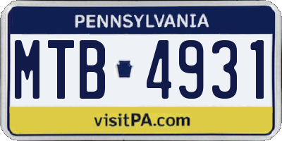 PA license plate MTB4931
