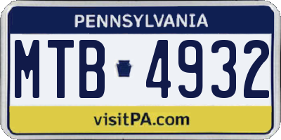 PA license plate MTB4932