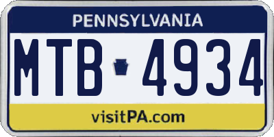 PA license plate MTB4934