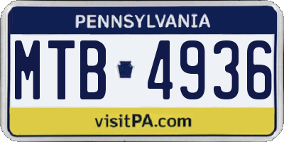 PA license plate MTB4936
