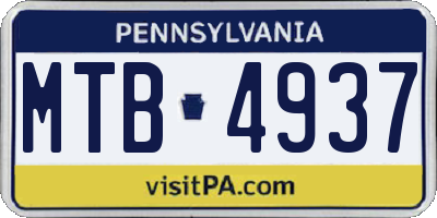 PA license plate MTB4937