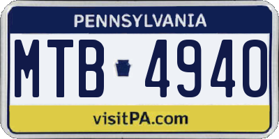 PA license plate MTB4940