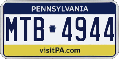 PA license plate MTB4944