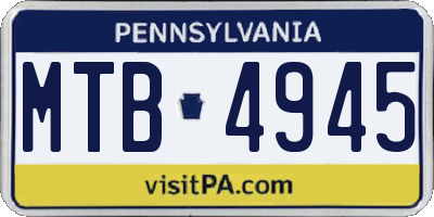PA license plate MTB4945