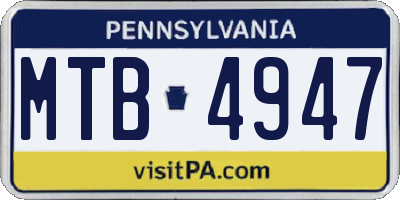 PA license plate MTB4947