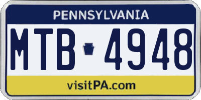 PA license plate MTB4948